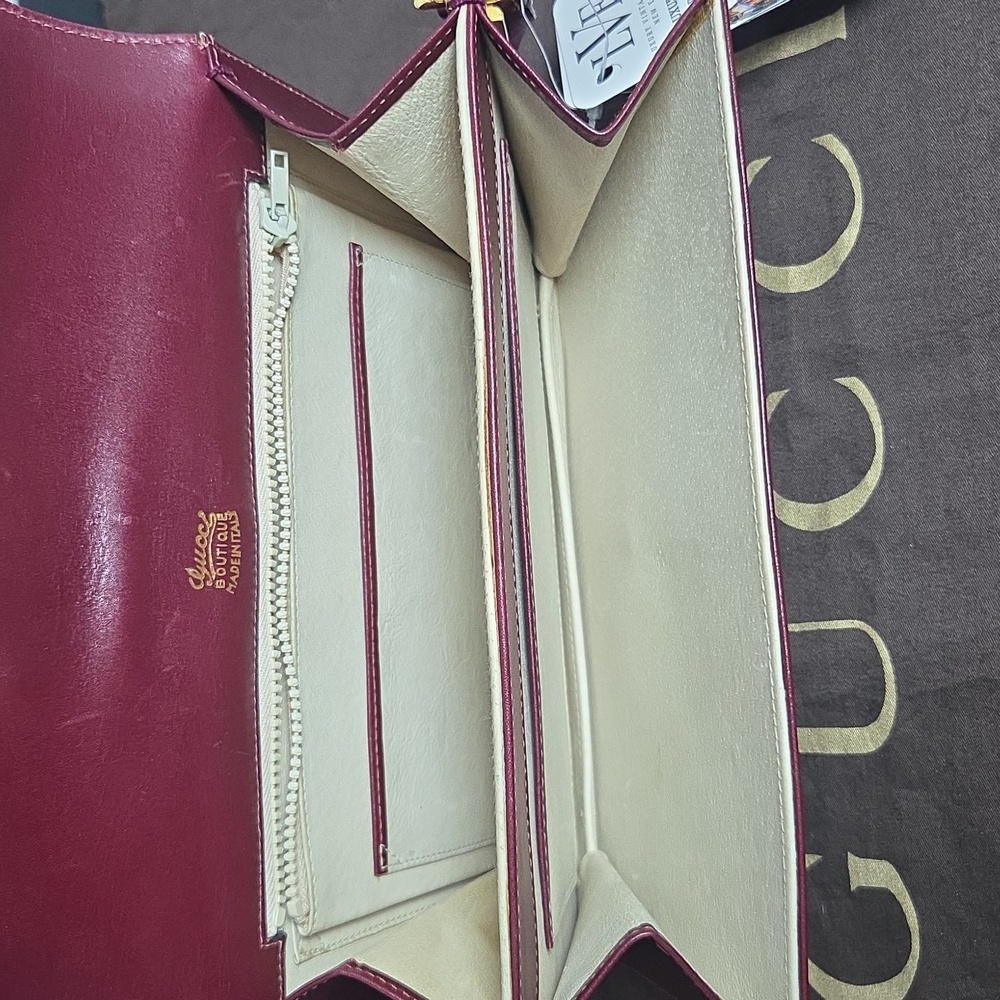 Gucci Boutique 1970s RARE  Bordeaux Leather 2way Bag Very limited Production - Picture 4 of 17